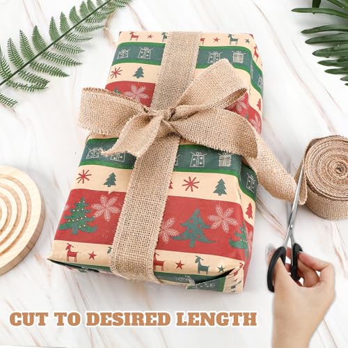 Staranry 20m Juteband, 4cm Breit – Natürlicher Burlap Vintage Geschenkband für DIY, Handwerk, Hochzeit, Basteln, Dekoration, Weihnachtsdeko, Herbstkranz, Geschenkverpackung (2 Rollen à 10m)