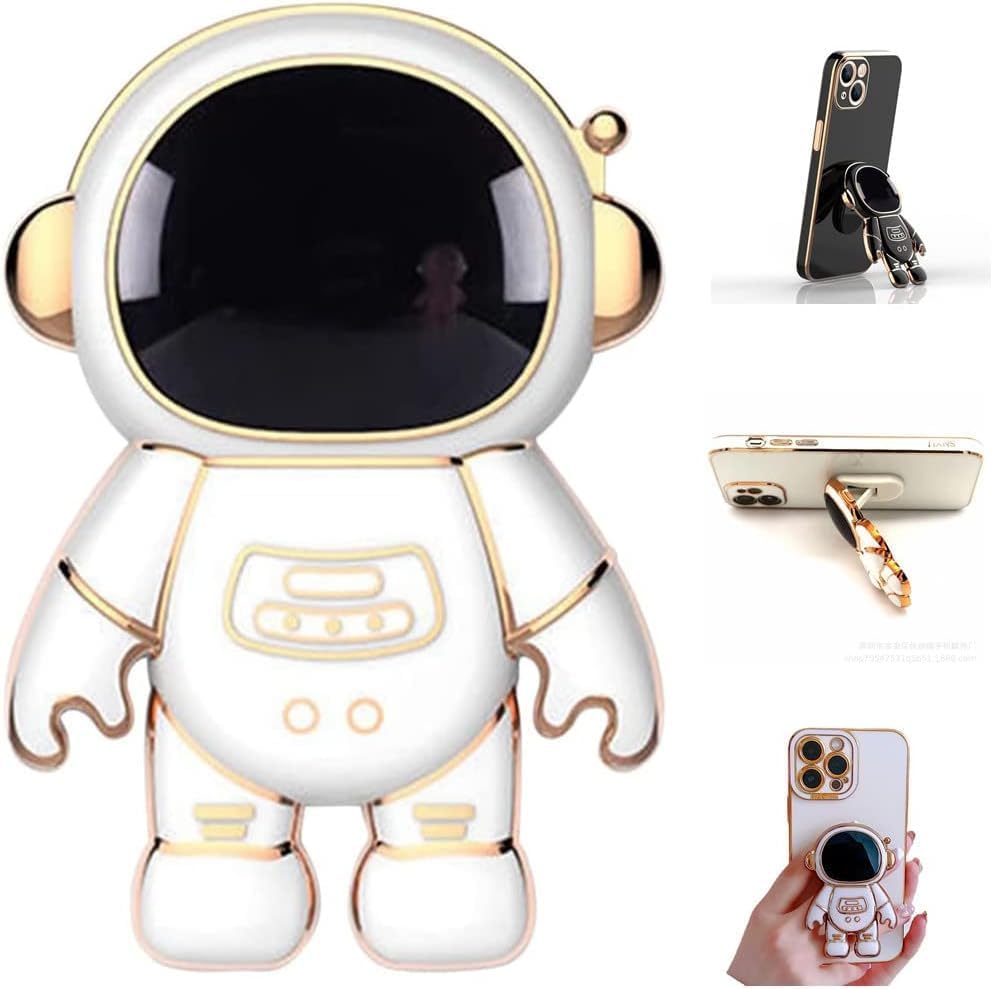Prolet Cute Phone Stand Holder,Creative Astronaut Design Foldable Cell Phone Kickstand for Desk,Bling Creative Phone Ring Compatible All Phones and Tablets for Men & Woman-White 2 51c4SXlEanL