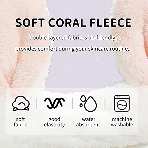 Peuesty Spa Headband, Rabbit Ears Makeup Headband For Washing Face, High Elasticity Bunny Ears Coral Fleece Skincare Headbands For Women Girls (Pink) #TOP6