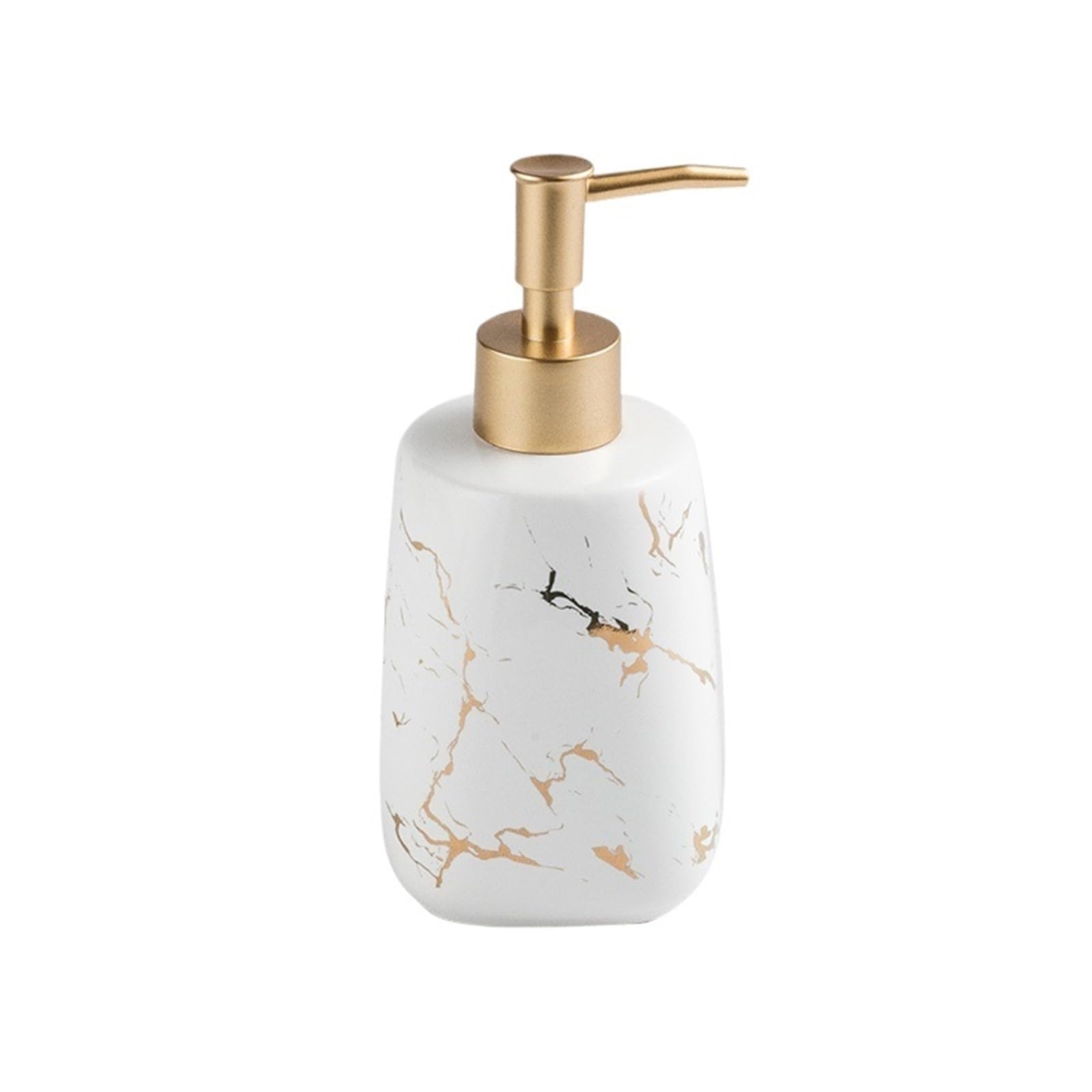 Soap Dispenser Ceramic Soap Dispenser With Pump Bathroom Refillable Shampoo Lotion Press Bottle(White)