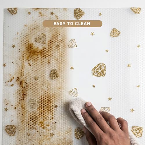 Image of SHOPPOFOBIX Kitchen Mat EVA Food Grade Multipurpose Washable Anti Slip Mat /Sheet for Fridge, Shelf Liner, Table, Kitchen Drawer mat (Golden Diamond)