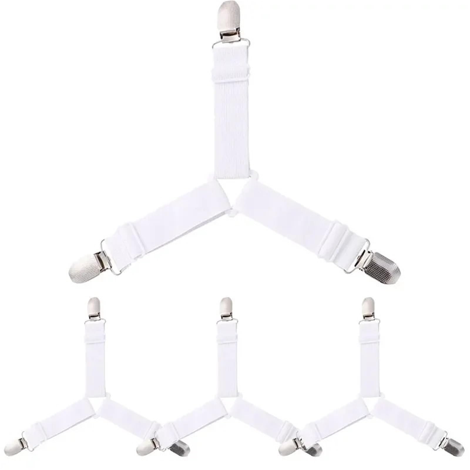 Gbrcen Mattress Straps 20Sets Adjustable Bed Sheet Grippers Belt Fastener Bed Sheet Clips Mattress Cover Blankets Quilt Holder Organize Gadgets for Bedding(White)