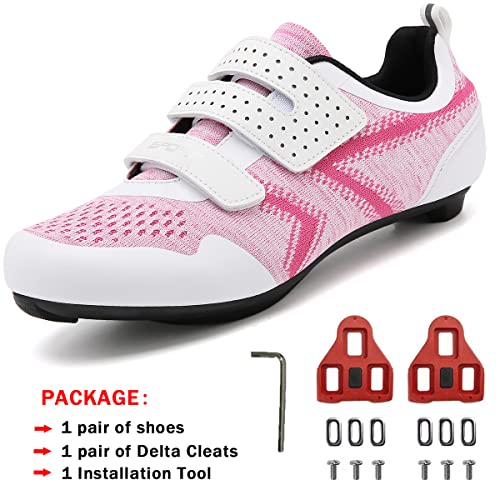Image of Unisex Cycling Shoes Compatible with Peloton Indoor Riding Road Bicycle with Delta Cleats Outdoor Pedal Bike Shoes