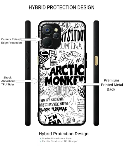 Casotec Arctic Monkeys Pattern Design Premium 2D Printed Metal Back Case Cover for Realme 9i 5G - Image 4
