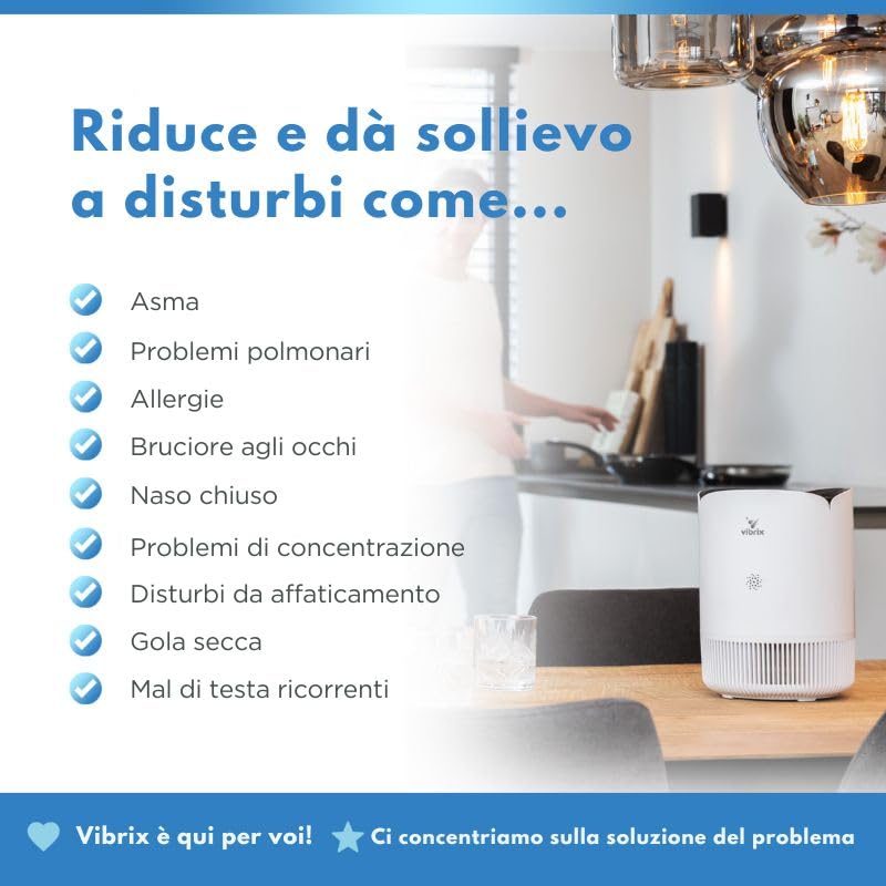 Purificatore d'aria camera da letto - 30m2 - Filtro HEPA - Ionizzatore - Filtro aria - Purificatore d'aria - Pulitore d'aria - PureFlow30 - CADR 180m3/h