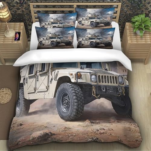 Parure de lit militaire 140x200cm avec housse de couette 3D microfibre pour lit simple