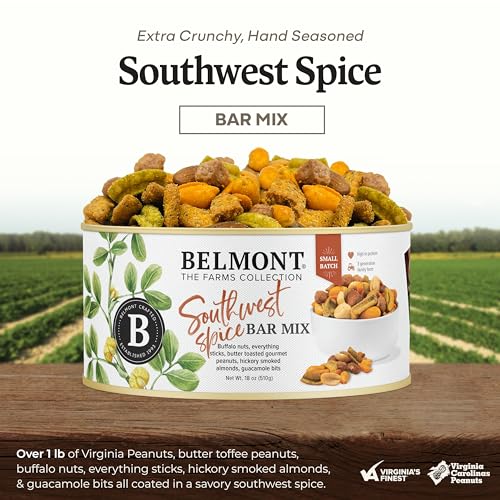 Belmont Peanuts Southwest Spice Bar Mix, 18 oz (1 Pack) – Virginia Peanuts, Buffalo Nuts, Everything Sticks, Smoked Almonds and Guacamole Bits – Simple Ingredients, No Preservatives, Hand Seasoned - Thumbnail 3