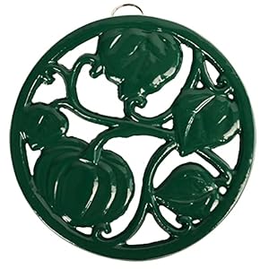Cast Iron Trivet for Hot Dishes, Pumpkin Pattern Decorative Trivet for Hot Pots & Pans, Round Metal Heat-Resistant Pad Mat for Protective Countertop, Green Cast Iron Trivet for Hot Dishes Pumpkin Pattern Decorative Trivet for Hot Pots Pans Round Metal Heat Resistant Pad Mat for Protective Countertop Green