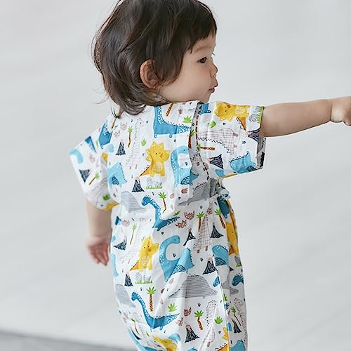 Image of Baby Japanese Kimono Robe Cotton Infant Comfy Loose Romper