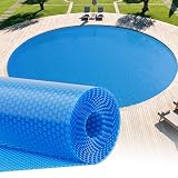 UIRWAY 16Mil Solar Pool Cover 24ft Blue Bubble Solar Blanket for...
