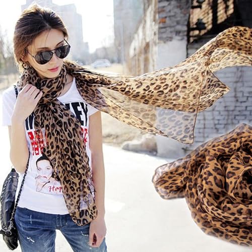 IZUS Silky-Feel Wrap-Scarf for Women Spring-Fall Leopard-Dots-Zebra Thin-Scarves Sun-proof Long-Shawl Summer 61x28 In4