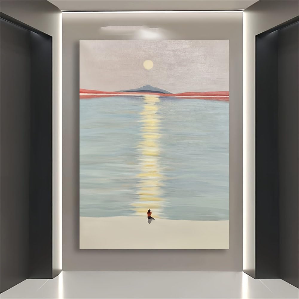 Spxlucau Girls No Frame Modern Abstract Figure, Unique Color Canvas Wall Art, Beautiful Watching Sunrise Poster, For Living Room(35X45cm/No Frame)