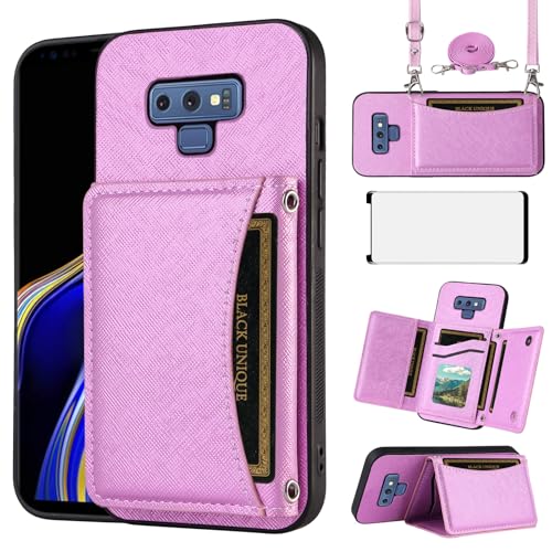 Étui portefeuille Samsung Note 9 en cuir avec dragonne pour libérer vos mains en balade