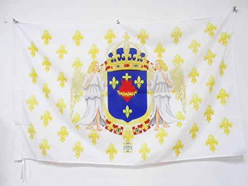 Drapeau De Table Fleur De Lys Or ESF 15x10 Cm - Petit Drapeau Royaliste Espoir Et Salut De La France