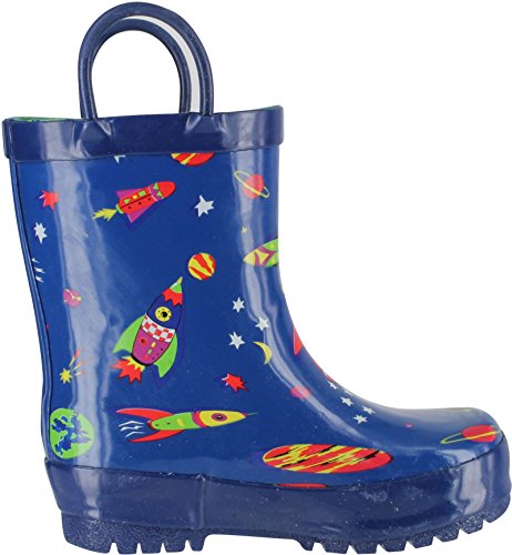 Pluie Pluie Boys Rocket Print Fashion Rainboots,Navy Rocket Print,122