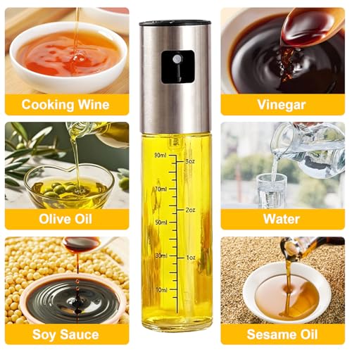 5 Pcs Kitchen Oil Spray Bottle 100 ml, Olive Oil Dispenser Bottle with Accessories,Transparent Oil Glass Sprayer for Air Fryer Kitchen Cooking and BBQ - Image 5