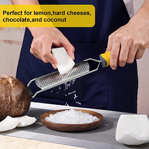 Dulcicasa Classic Zester And Grater - Professional Kitchen Lemon Zester For Lime, Cheese, Garlic, Ginger, Chocolate, Vegetables, Fruits, Dishwasher Safe (Wide) #TOP4