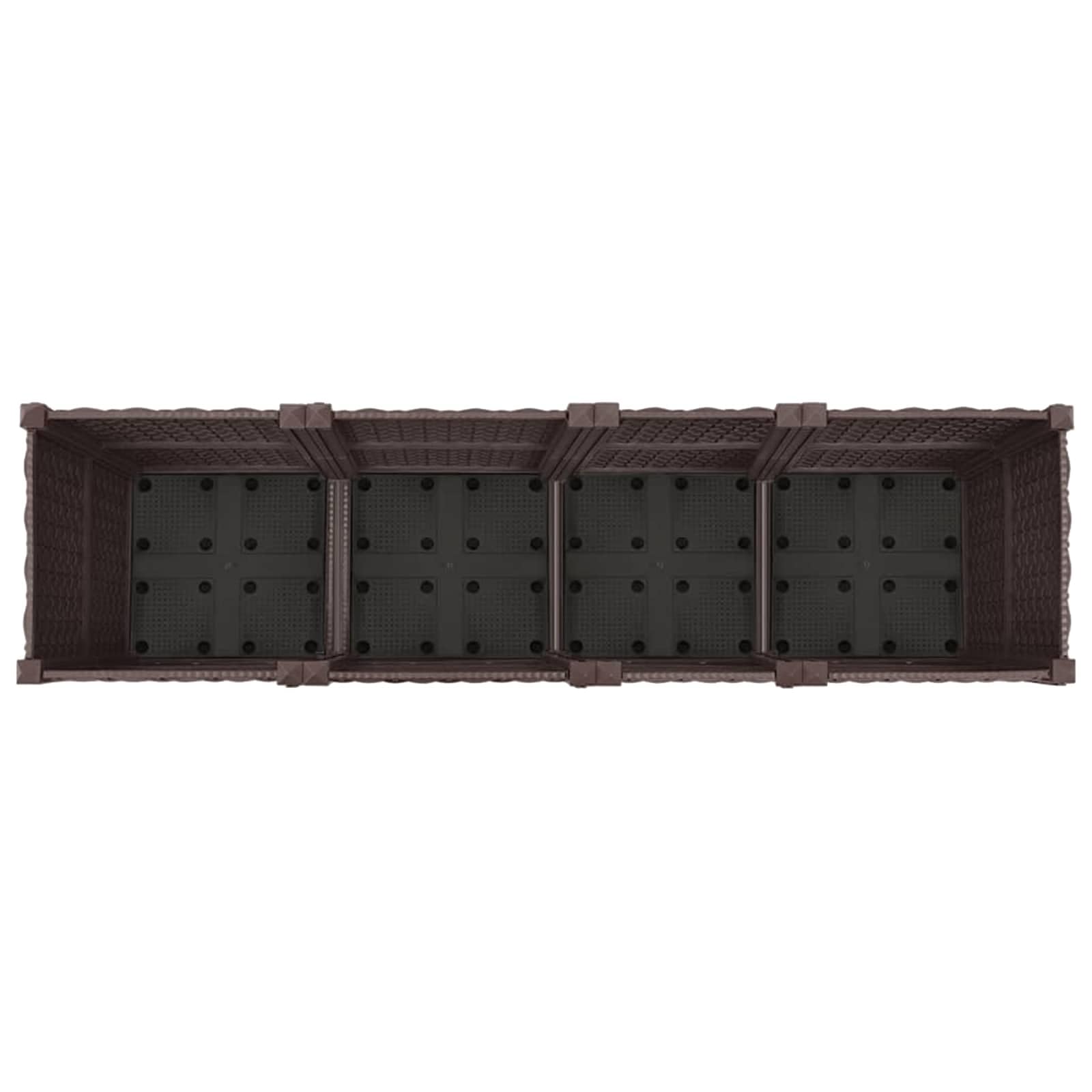vidaXL Jardinière avec Roues Marron 160 x 40 x 44 cm PP, Jardinière Moderne pour Balcon, terrasse, résistante aux intempéries, idéale pour Les Plantes et légumes