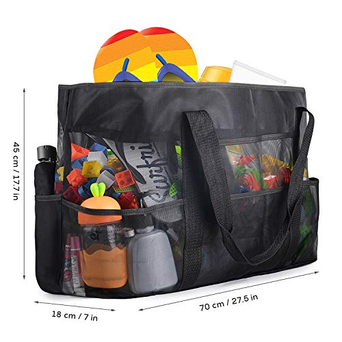 FORMIZON Bolsa Grande de Malla de Playa, Bolsas Compra Reutilizables para Almacenamiento Juguetes, Bolsa Plegable de Compras para Natación, Camping, Compras, Vacaciones Familiares, 70x45x18cm