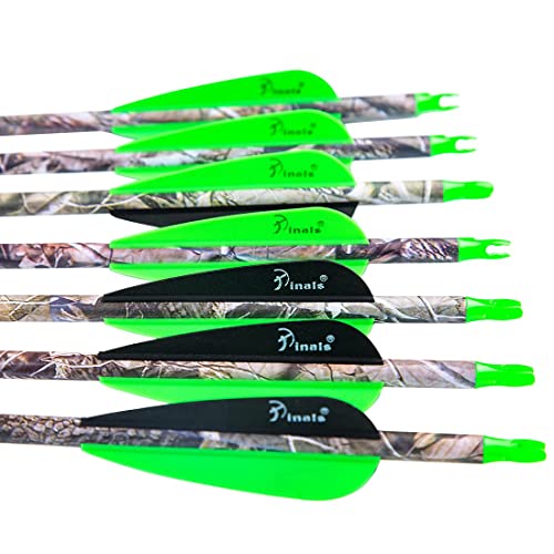 Pinals Archery 28" 30" 300 340 350 400 Spine Carbon Hunting Arrows For Compound Recurve Bow Practice Target 30 Inch Camo Arrow Shaft Pack Of 12Pcs Green 400 #TOP4