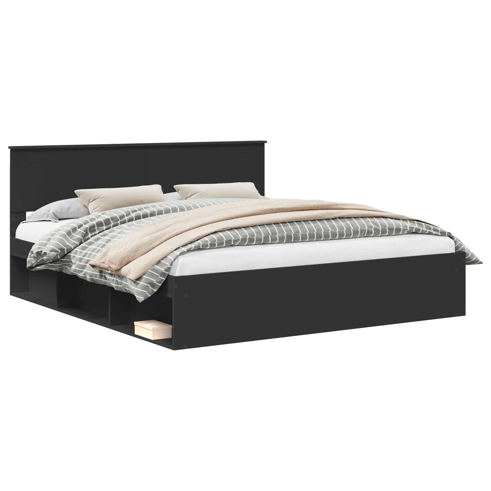 Cadre de lit noir 180 x 200 cm bois multicouche