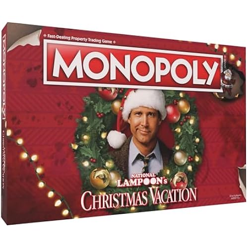 Monopoly National Lampoons Christmas Vacation, Featuring Themed Tokens Squirrel, Egg Nog Glass, Chainsaw & More, 2-6 Players, Ages 15+, Play Time 60+, Officially Licensed National Lampoons Board Game