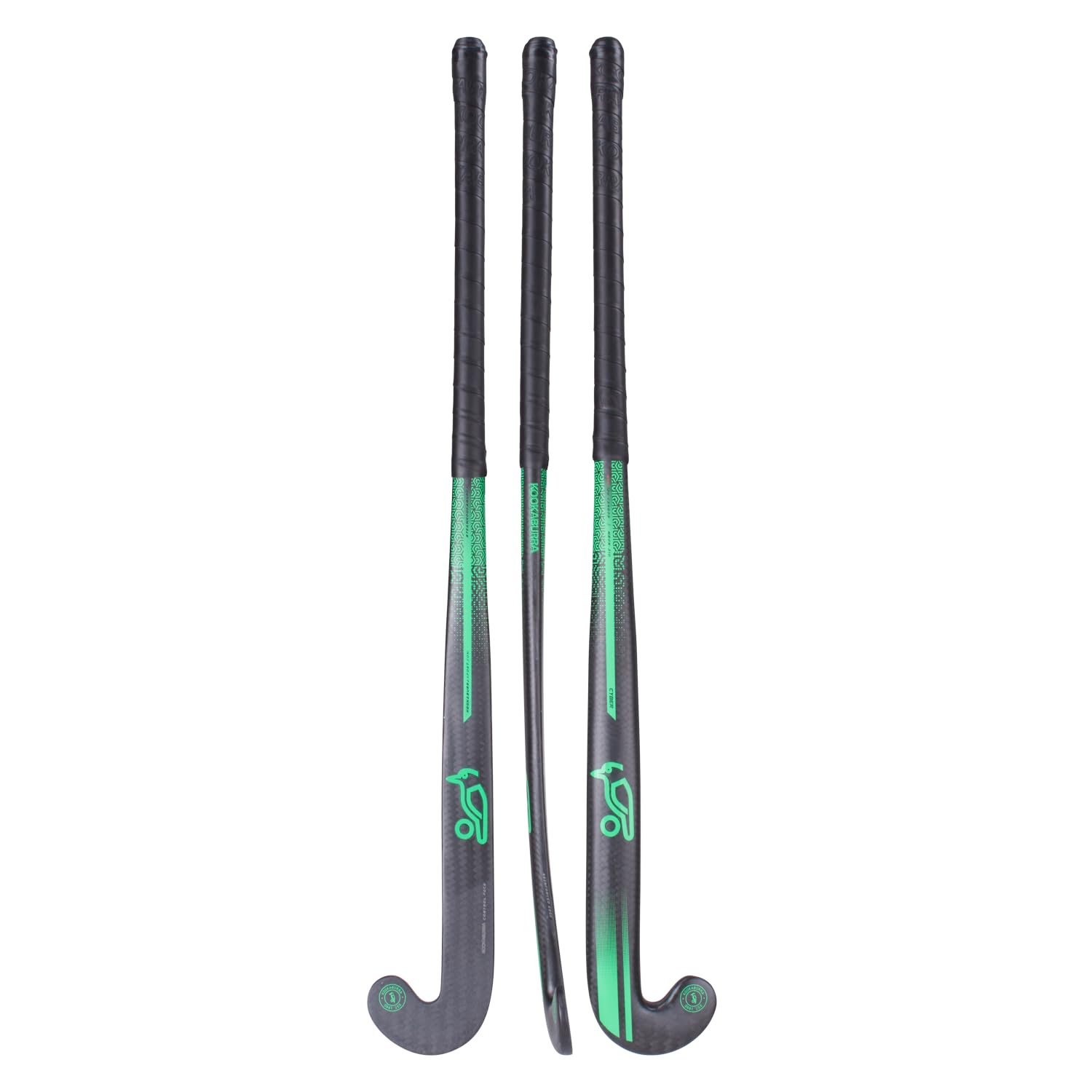 Kookaburra Hat Cyber Mid Bow Stick Palo de Hockey sobre césped, Unisex, Negro/Verde, 37.5" Light