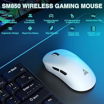 Aula WIN60 HE Keyboard and Mouse Combo, 60% Mechanical Gaming Keyboard Wired, Magnetic Switch Rapid Trigger Mode, SM850 Wireless Mouse