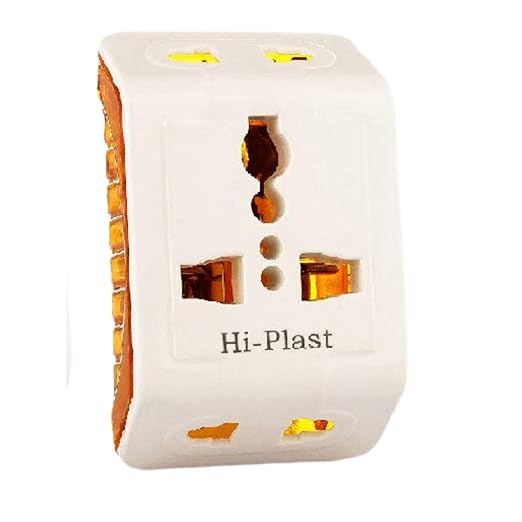 Hi-Plasst 13amps 3 pin multi plug socket universal travelling power plug made up of polycarbonate material especially designed for your Iphone14 charger to convert its flat pin into Indian pin. (1 PIECE)