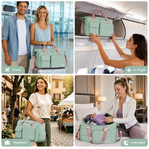 Image of FIORETTO Women's Gym Duffle Bag with Shoes Compartment, 30L Capacity, Ideal for Travel, Gym, Sports, Duffel, Weekender