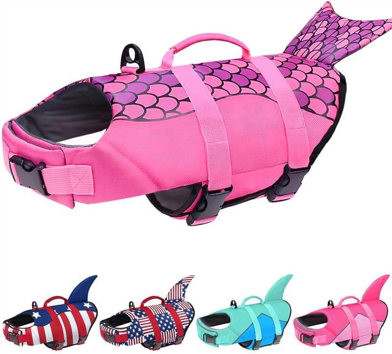 Malier Ripstop Dog Life Jacket, High Buoyancy (X-Large, Pink)