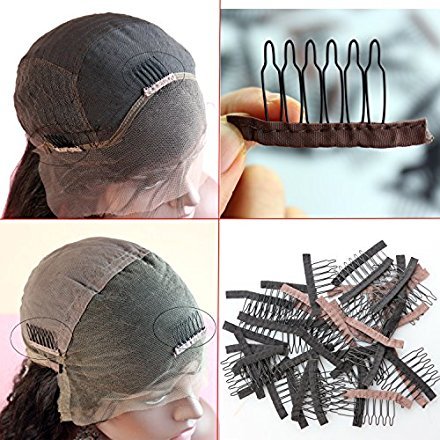 Dreamhair Anti-Rust Wig Combs for Making Wig 25pcs/pack Wig Combs for Lace Wig and Hair (Brown Color)