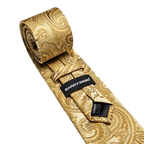 Image of Barry.Wang Paisley Tie Fashion Set Hanky Cufflinks Neckties for Men Woven Silk