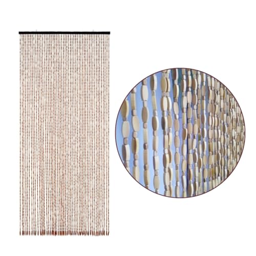 Cortina de cuentas de bambú hecha a mano para puertas, divisor de cuerdas decorativo, 60 x 210 cm, cortina colgante de madera natural para puertas de 70-120 cm de ancho, ideal para decoración del