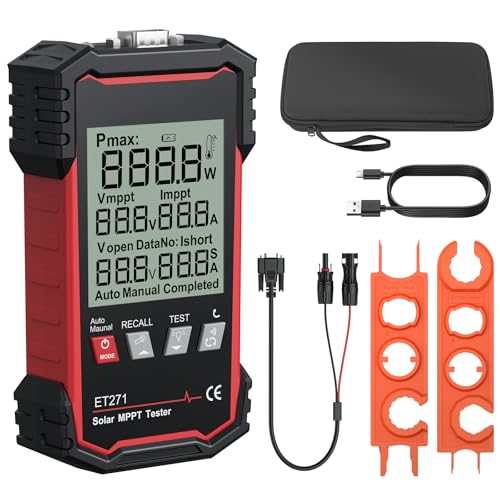 XUNTOP 2000W Solar Panel Tester with Overcurrent Overvoltage Reverse Polarity Protect 90V 40A Photovoltaic Multimeter for Pmax Vmp Amp Voc Lsc MPPT Meter with Auto Data Hold for Solar PV Testing
