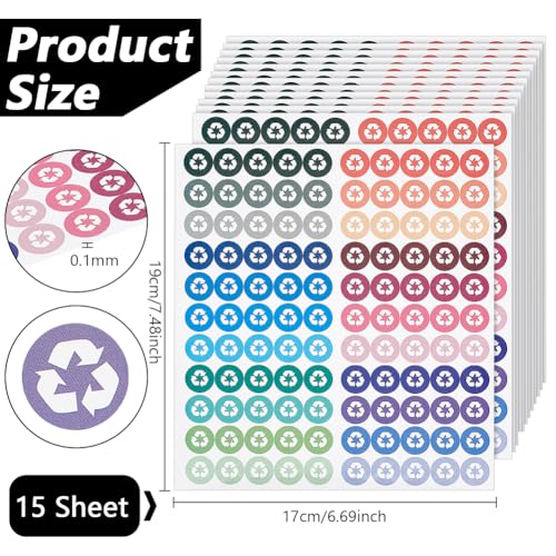 BENECREAT 1650 Stickers Trash Planner Stickers Small Recycle Logo Icon Stickers, 1/3" Diameter - Image 2