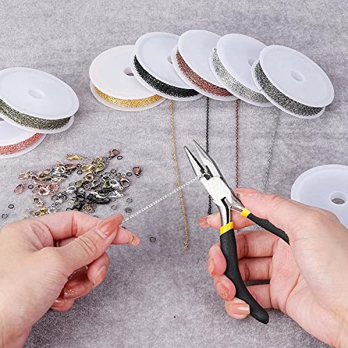 Wiipu 80 Feet Necklace Chains Roll, 8 Colors Jewelry Making Chains 2 Mm Metal Chains With Open Jump Rings And Lobster Clasps For Jewelry Making Diy Necklace Bracelet Anklet #TOP4