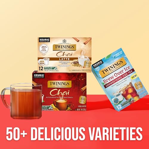 Image of Twinings Chai Black Tea 72 K-Cup Pods for Keurig, 12 Count (Pack of 6), Naturally Sweet, Savoury Spice Flavour, Caffeinated, Enjoy Hot or Iced