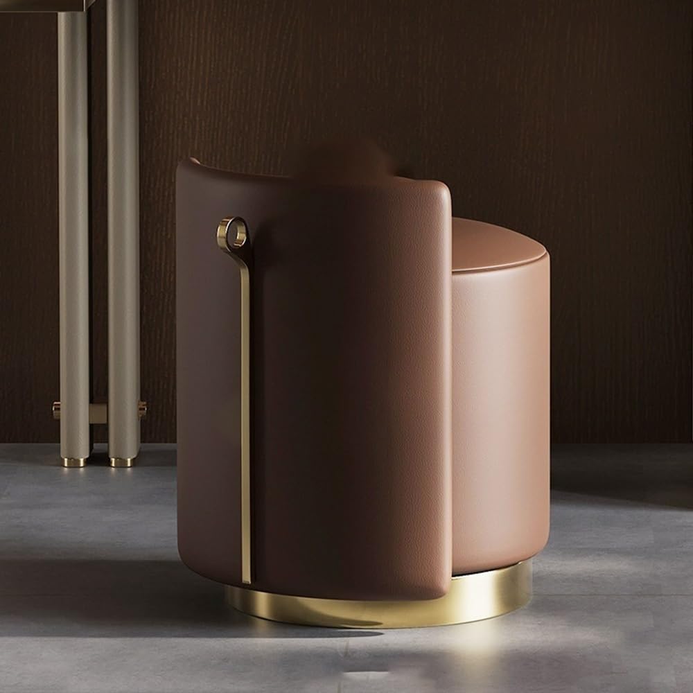 Scrivania da toeletta di lusso minimalista italiana, finitura in pelle personalizzata fascia alta con cassettiera portaoggetti Toeletta con sgabello