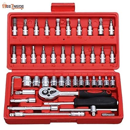 See Inside Screwdriver Drive Socket Bit Set Car Repair Tool with Reversible Ratchet Wrench Spinner Handle and Extension Bar Kit Storage Case