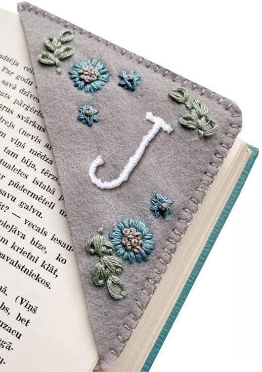 Bearachild Regalo De Marcador De Esquina Bordado A Mano Personalizado Para Los Amantes De Los Libros Regalo Significativo Fieltro Carpetas De Archivos Verano E