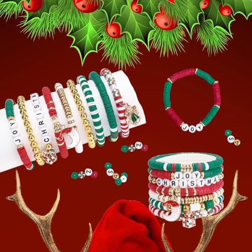 2110 peças de contas de Natal, kit de fabricação de pulseiras de Natal para meninas, kit de pulseira
