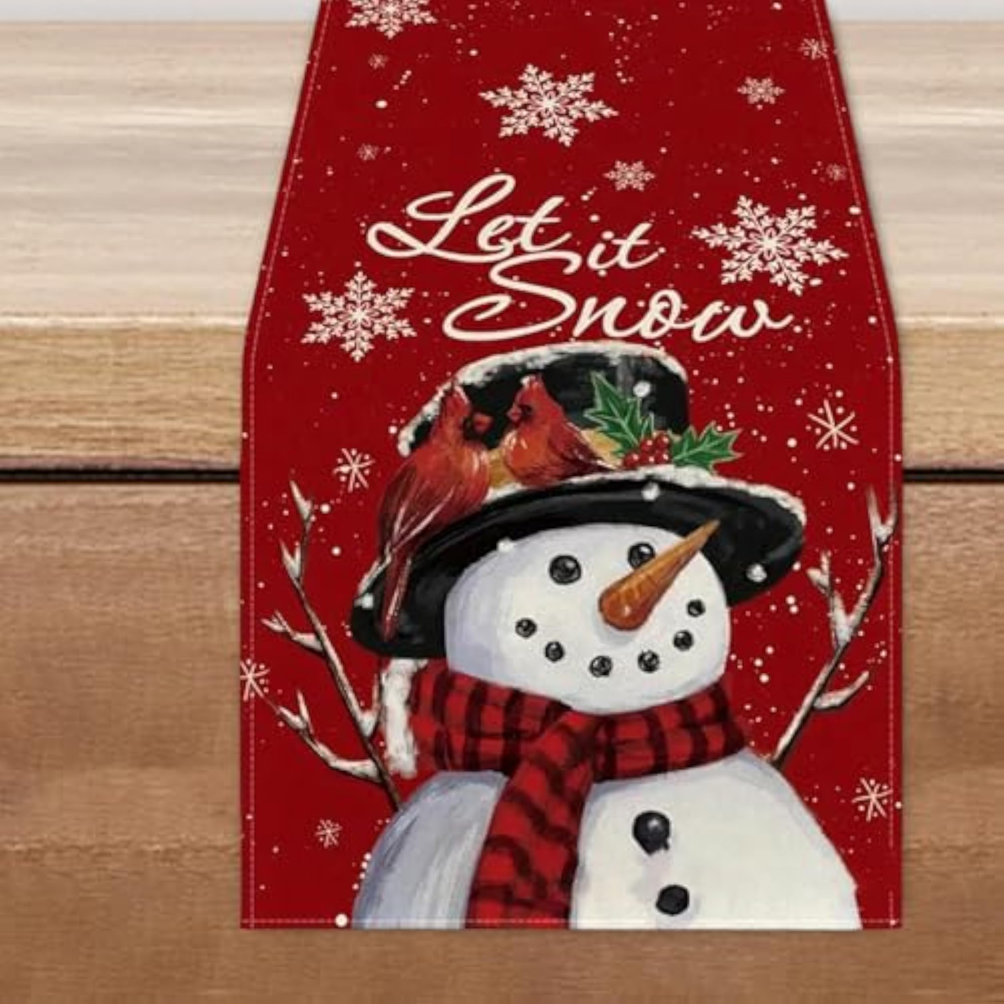 Christmas Table Runner Snowflakes Tablecloth for Tabletop