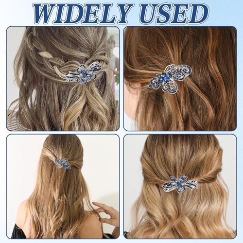 2 piezas de pinzas para cabello azul navy con cristales de imitación premium, accesorio de joyería para mujeres con cabello fino y grueso, agarre seguro para peinados variados miniatura 7