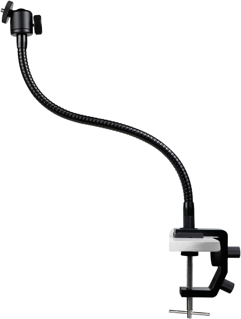 HWATANG OHBIG x MADWORKS Desk Clamp Kit – Metal Gooseneck Arm, Dual 720° Ball Head, 1/4-Inch Screw Mount for Magnifying Glass, LED Light, Action Camera, Phone Holder, Workbench Use