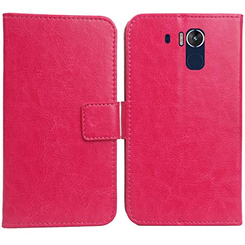 Gukas Flip PU Case para Nomu M8 / M8 Pro 5.2" Funda De Carcasa Cartera De Cuero Billetera Cover Piel (Rosa)