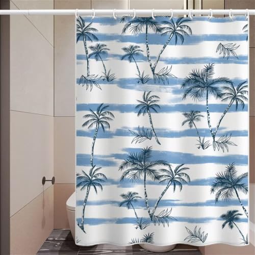 Rideau de douche 120x180 cm bleu lavable en polyester imperméable - 4