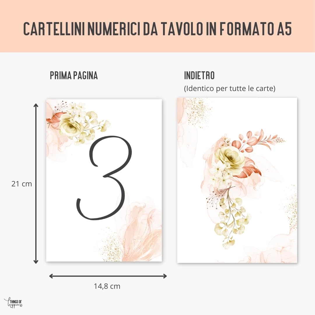 Numeri Da Tavolo In Acrilico Smerigliato 1-20 Con Supporto | Eleganti Segnaposto Per Matrimonio E Feste | 12,7x17,8 Cm