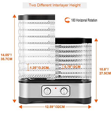 Food Dehydrator Machine, 8-Tray Fruit Dehydrators With Temperature Control(95ºf-158ºf) Knob Button For Jerky/Meat/Beef/Fruit/Vegetable, 400 Watt, Bpa Free #TOP2