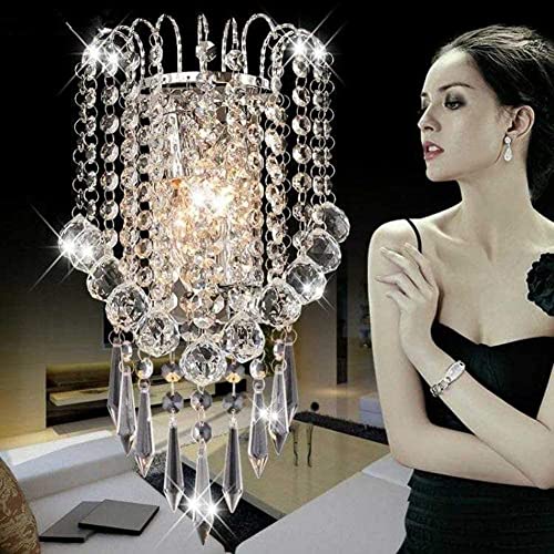 XIHOME Lampada da Parete in Cristallo con Gocce di Sfera di Cristallo Cromata Moderna Accanto a Applique E14x2 Luci per La Casa Seduta Camera da Letto Corridoio Ristorante Soggiorno Sala da Pranzo